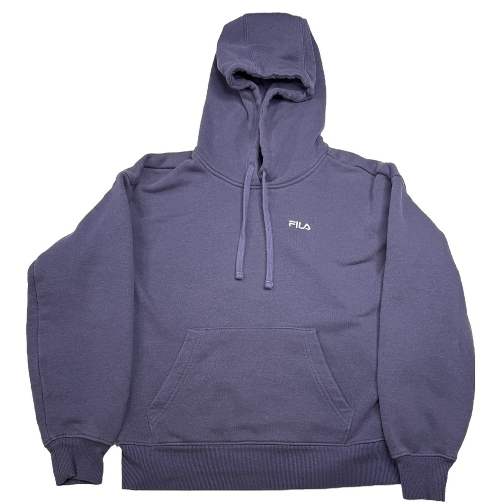 Muted Indigo Pullover Fleece Hoodie with Kangaroo Pocket – FILA - Picture 1 of 6